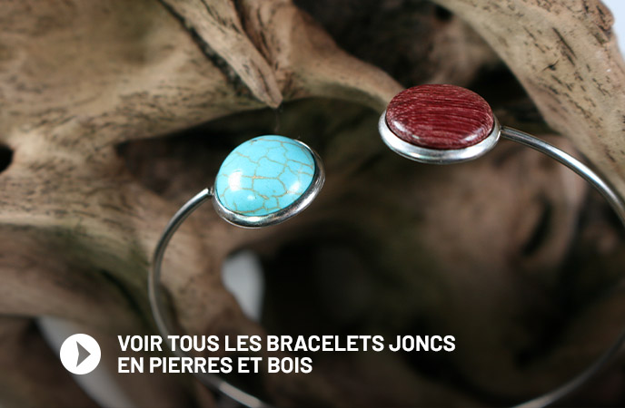 Bracelets-jonc en metal et pierres naturelles creation artisanale fait en france by essenciel